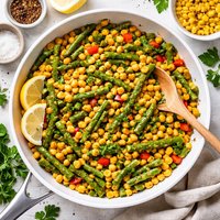 Chickpea Asparagus and Corn Saute