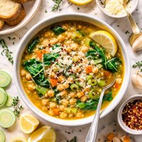 Chickpea Leek Parmesan Soup