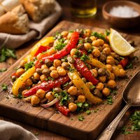 Chickpea Roasted Peppers and Capers Salad