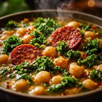 Chickpea Soup with Shredded Kale and Chorizo