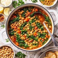Chickpea Spinach and Pasta Soup