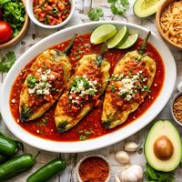 Chile Rellenos with Red Chile Sauce
