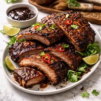 Chili Rubbed Baby Back Ribs W Dark Roast Coffee Barbecue Sauce