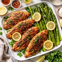 Chili Rubbed Tilapia with Asparagus Lemon
