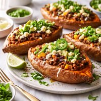 Chili Stuffed Sweet Potatoes Yams