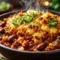 Chili with Cheesy Hash Browns