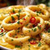 Chilled Calamari in a Yoghurt Curry Cream