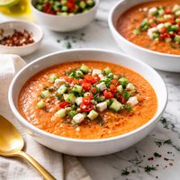 Chilled Cucumber and Red Bell Soup with a Kick
