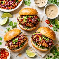 Chinese Chicken Burgers with Rainbow Sesame Slaw Contest Winner