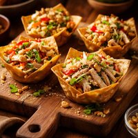 Chinese Chicken Salad in Won Ton Baskets