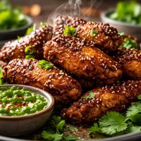 Chinese Five Spice Chicken Wings with Cilantro Sauce