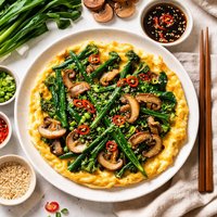 Chinese Gai Lan Mushroom Omelette