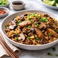 Chinese Mushroom Pork Fried Rice