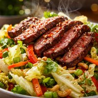 Chinese Napa Cabbage Salad with Grilled Flank Steak