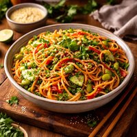 Chinese Pasta Salad with Creamy Ginger Dressing