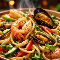 Chinese Pasta Salad with Shellfish