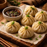 Chinese Steamed Dumplings with Dipping Sauce