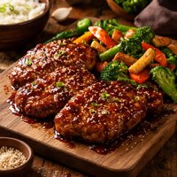 Chinese Sticky Pork Chops with Stir Fry Vegetables