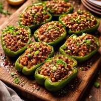Chinese Style Stuffed Green Bell Peppers