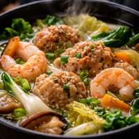 Chinese Vegetable Soup with Shrimp and Pork Meatballs