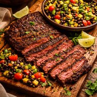 Chipotle Flank Steak with Black Bean Avocado Salsa