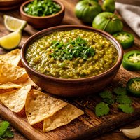 Chipotle Grill Inspired Tomatillo Green Chili Salsa