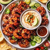 Chipotle Lime Dip and Bbq D Tiger Shrimp