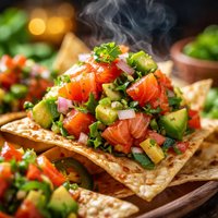 Chips with Smoked Salmon and Avocado Salsa