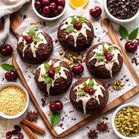 Choc Cherry Christmas Puddings Vegan Wheat Free