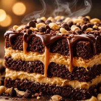 Chocolate and Peanut Butter Ribbon Dessert