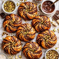 Chocolate and Pistachio Whiligig Buns