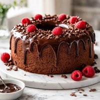 Chocolate Angel Food Cake with Chocolate Glaze