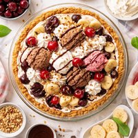Chocolate Cherry Banana Split Pie
