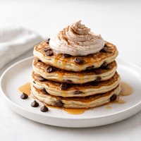 Chocolate Chip Pancakes with Cinnamon Cream
