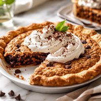 Chocolate Chip Pie with Bourbon Whipped Cream