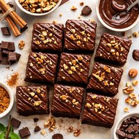 Chocolate Cinnamon Walnut Brownies with Chocolate Ganache