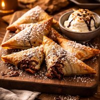 Chocolate Coconut Filo Triangles with Vanilla Ice Cream