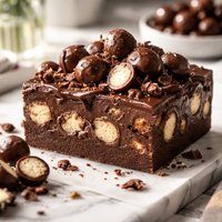 Chocolate Covered Malt Ball Fudge Slice