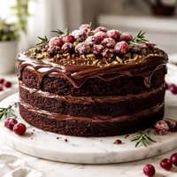 Chocolate Cranberry Fudge Cake