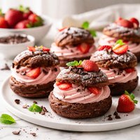 Chocolate Cream Puffs with Strawberry Truffle Filling