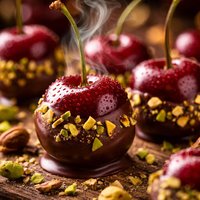 Chocolate Dipped Cherries with Pistachios