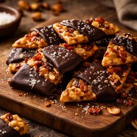 Chocolate Dipped Smoked Almond Bacon Brittle