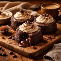 Chocolate Espresso Lava Cakes with Espresso Whipped Cream