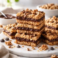 Chocolate Filled Walnut Oatmeal Bars
