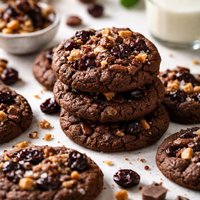 Chocolate Fudge Cookies with Toffee Dried Cherries