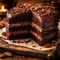 Chocolate Kahlua Cake with Pecan Filling