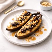 Chocolate Macadamia Baked Bananas