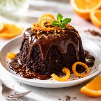 Chocolate Orange Pudding with Cocoa Sauce