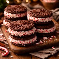 Chocolate Peppermint Pizzelle Sandwich Cookies