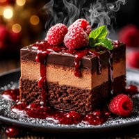Chocolate Raspberry Mousse Truffle Cake Raspberry Cassis Sauce